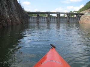 Carters Dam dwarfs paddlers. It is the tallest earthen dam east of the Mississippi. 